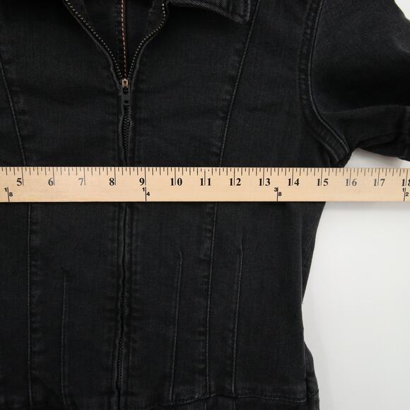 Free People We The Free Jayde Flare Jumpsuit Black Mamba NWT Denim Size S - Picture 5 of 11